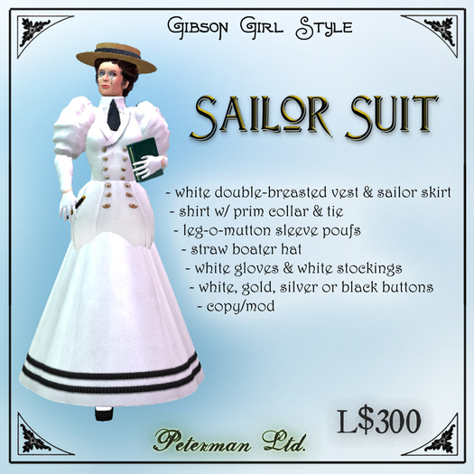 Ladies Sailor Suit 1890s on Second Life