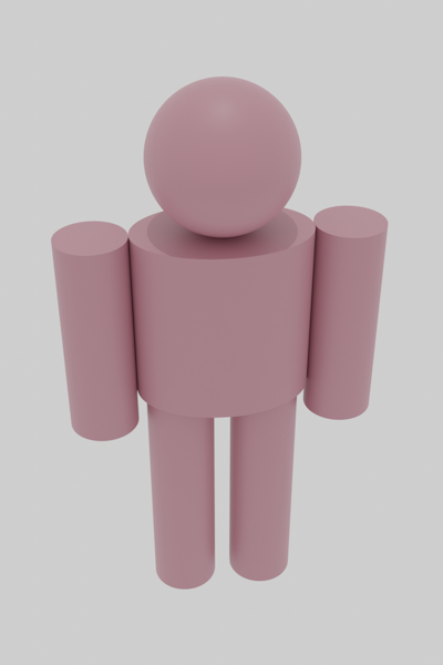 Pink body made of simple shapes